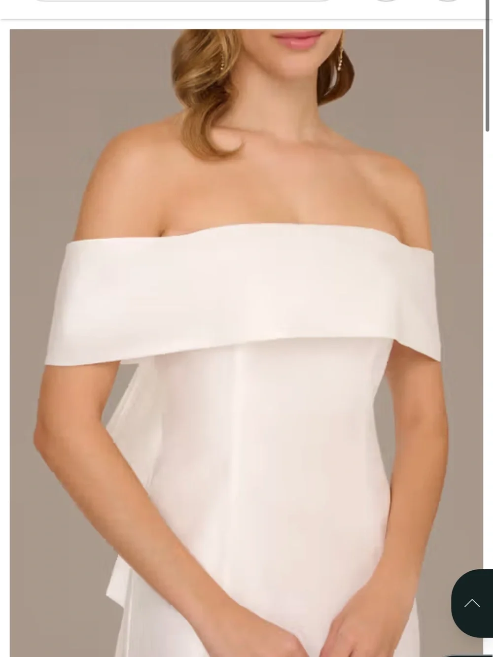 Adrianna Papell Off-the-Shoulder Mini Dress with Back Bow | Size 14 | Used - Picture 4 of 4